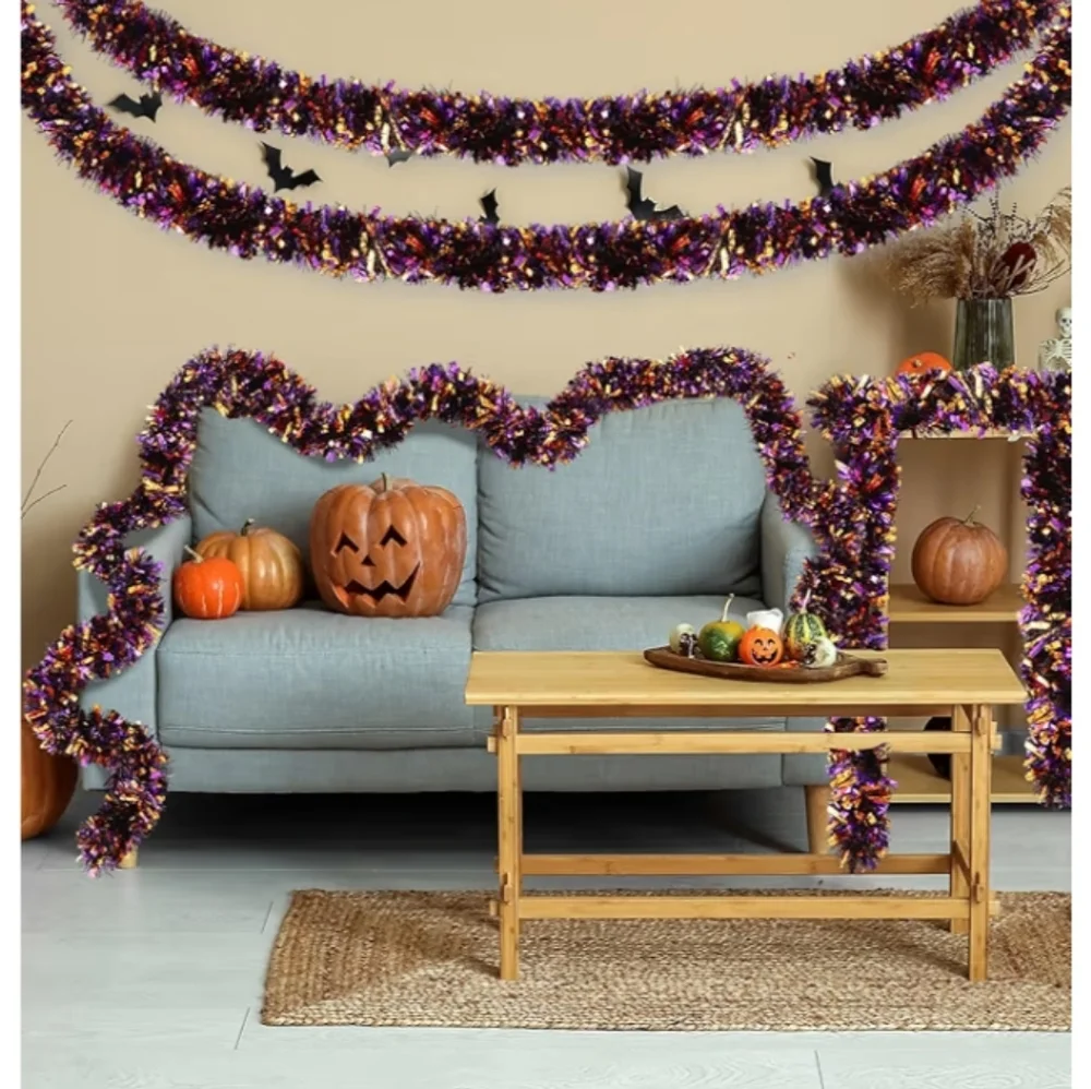 Riceshoot Purple Orange Black 131.23 ft Metallic Tinsel Garland NWT